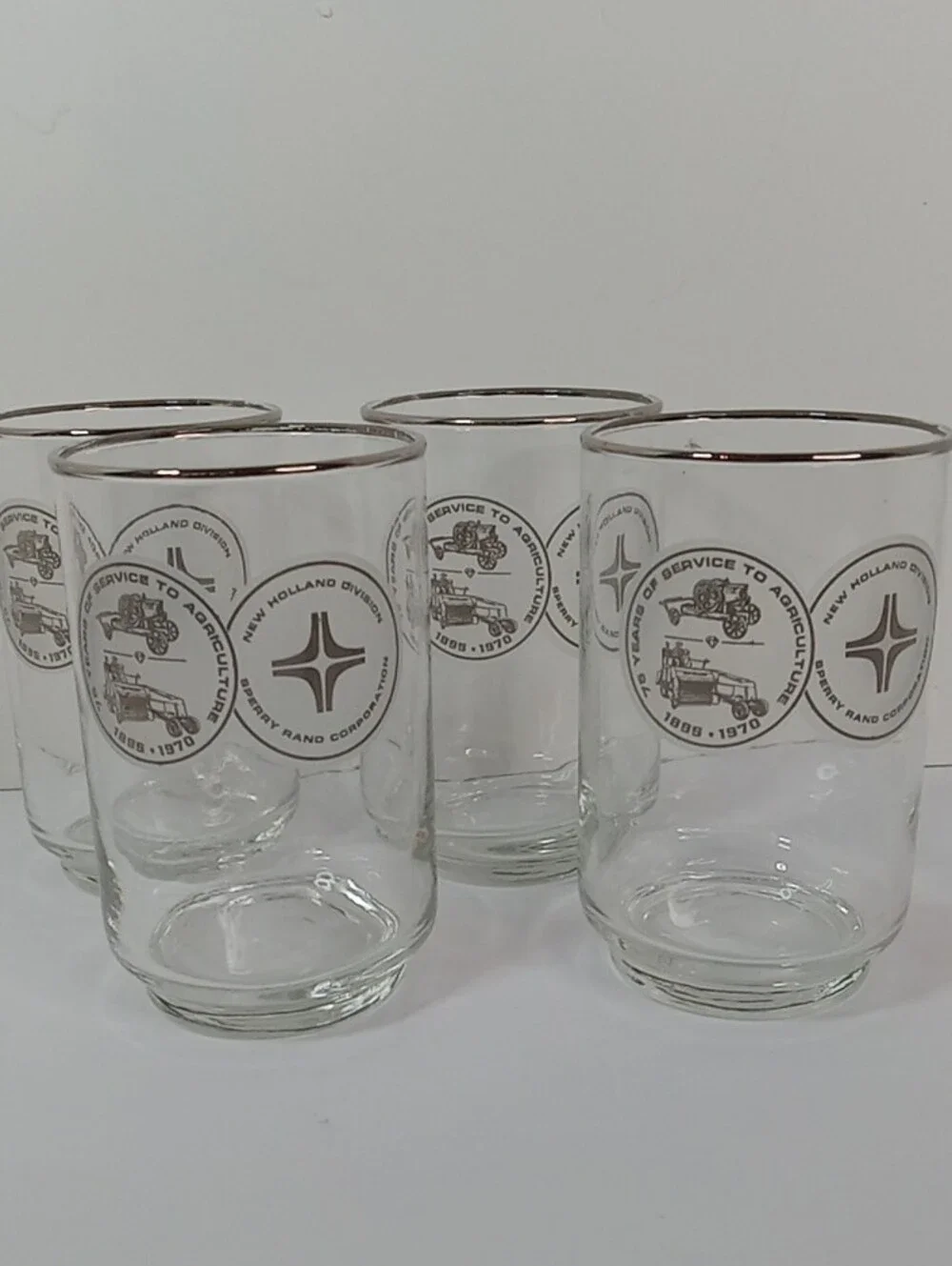 Libbey New Holland Division Sperry Teams Corp. 75th Commemorative Tumblers Set 8